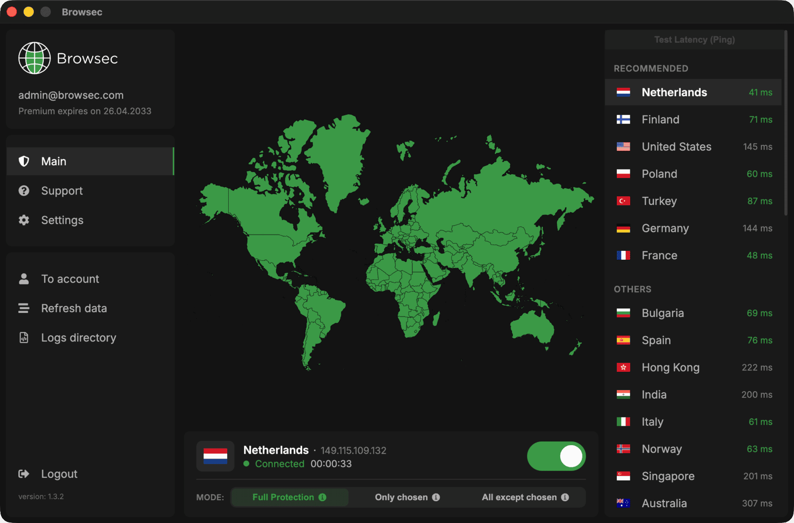 Browsec VPN desktop app for Windows, macOS, and Linux